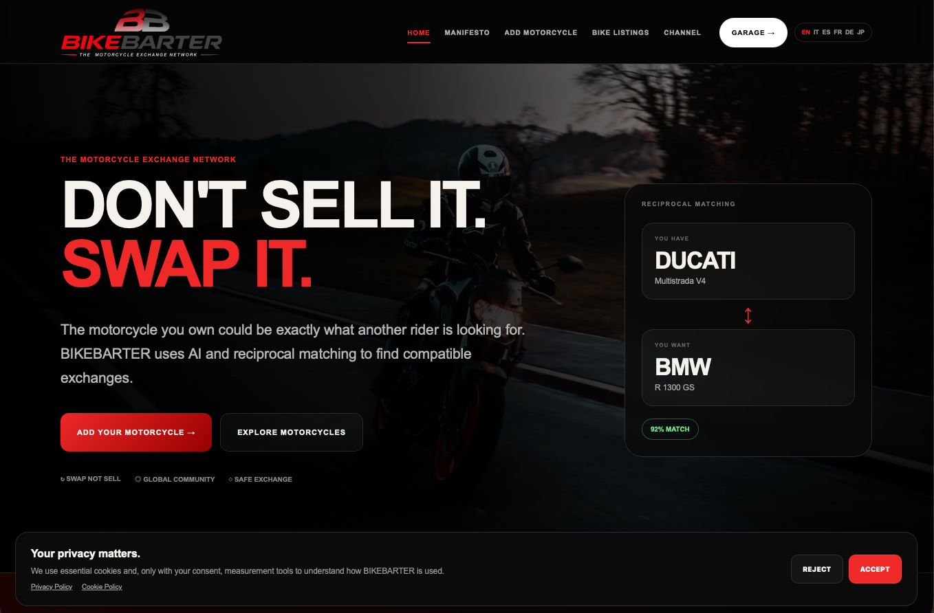 Anteprima della piattaforma BikeBarter